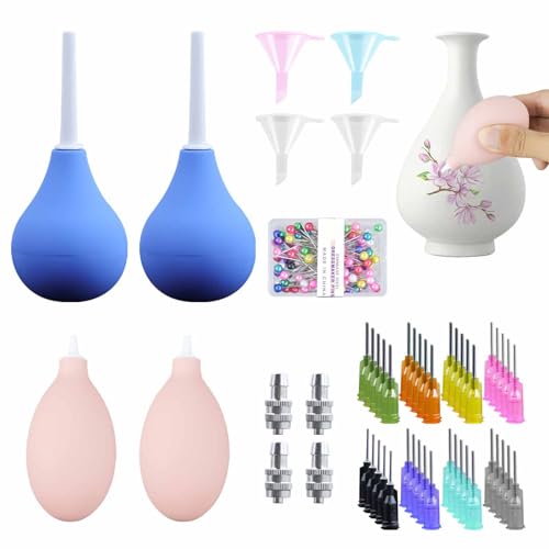 152 Pcs Pottery Tools Supplies Ceramic Precision Applicator, Precision Tips Applicator for Pottery,Slip Trailing Pottery Glaze Squeeze Bottle,Rubber Ceramic Glaze Extrusion Bottle and Funnels