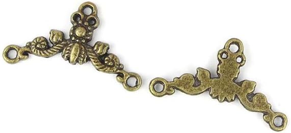 Jewelry Making Charms LN014 Flower Connector Ancient Bronze Retro Findings Bulk