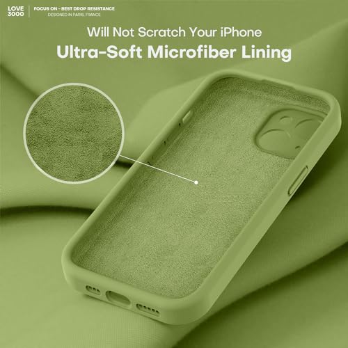Image of LOVE 3000 Designed for iPhone 14 Case, Premium Silicone with [Soft Anti-Scratch Microfiber Lining] Shockproof Protective Phone Case for Men Women Girls 6.1 inch, Cedar Green