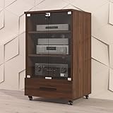 Refroidissement Actif et Gestion des Câbles--Grâce à une étagère d'armoire de tour multimédia avec multiples trous d'aération métalliques à l'arrière et un passe-câble ABS, ce meuble chaine hifi meubles assure une ventilation optimale. Vos appareils restent au frais, les câbles bien rangés.