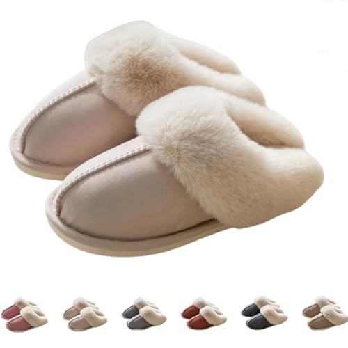 Dreamtoe Slippers for Women,Winter Warm Plush Faux Fur Lined House Slippers,Women's Fuzzy Memory Foam Fluffy Indoor Slides