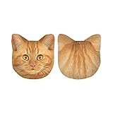 Manual Woodworker Cat Head Pillows - Animal Face Throw Pillow, Accent Cushion - Orange Tabby Cat