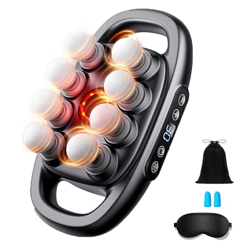 Needsary Massager, Pistola de Masaje de 8 Cabezales con 16 velocidades, 30 Niveles Ajustables y 3 Modos Inteligentes, masajeador Muscular eléctrico silencioso portátil para aliviar