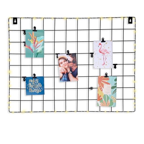 Spetebo Metall Gitter Fotorahmen schwarz mit LED Beleuchtung - 60 x 45 cm -...