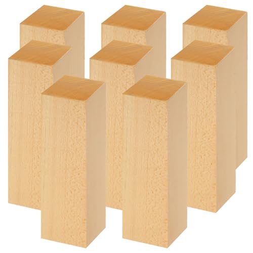 Acrux7 8 Pack 8 x 2 x 2 Inch Basswood Carving Blocks, Natural Unfinished Bass Wood Block for Carving, Whittling, Crafts, Beginner and Experts, Easy to Carve