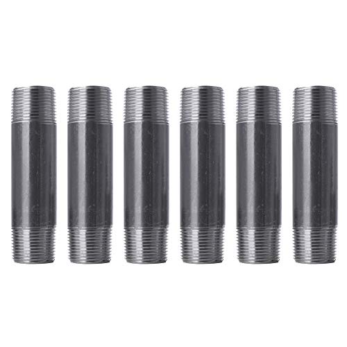 Pipe Décor 1X inch 4 Pack of Black Industrial Pipe, Pre-Cut Pipe Nipple with no Sticker, Authentic Mallable Cast Iron Steel Fitting