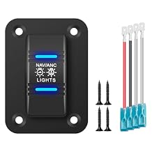 FXC 3 Way NAV/ANC Navigation Anchor Lights Rocker Switch Waterproof 12V 24V 4Pin 20A On Off ON SPDT Switch Panel with Blue LED Light for Marine Boat Yacht Caravan Fishing Boat