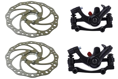Image of CYBIC Bicycle Disc Brake Set, Black, Metal Caliper with 140 /160mm Rotors, 2 Pairs