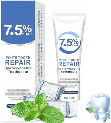 Nano Hydroxyapatite Toothpaste, 7.5% Hydroxyapatite Toothpaste for Enamel Protection and Tooth Strengthening, Fresh Mint Flavor, Daily Use for Oral Care, 120g/4.23oz