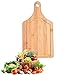 Guojanfon Bamboo Cutting Board,Meat Chopping Boards,Pizza Peel Paddle with Handle for Homemade Baking Pizza Bread Cake Fruit Vegetables (Small Square -Board)