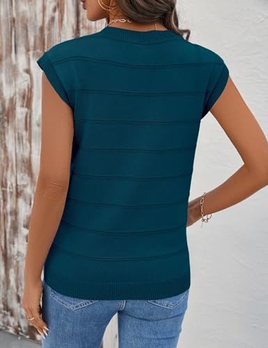 Image of AKEWEI Sweater Vest Women Sleeveless Knitted V Neck Cap Sleeve Pullover Tank Tops 2025 Summer Fall Fashion Causal Trendy