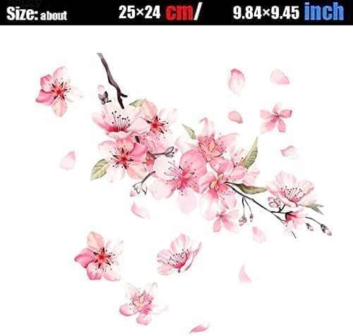 2 x rosa Kirschblüten-Vinyl-Autoaufkleber, Auto-Blumen-Aufkleber, Windschutzscheibe, Fenster, Stoßstange, Autoaufkleber, Aufkleber