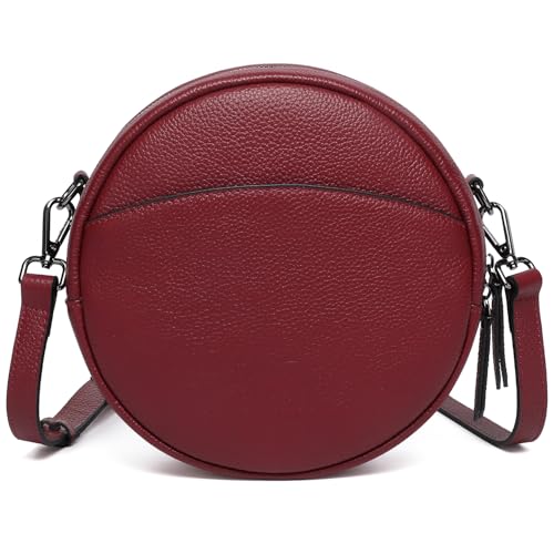 Image of COOLCY Leather Crossbody Bags,Circle Purse Shoulder Bag, Fashion Round Handbag for Travel,Valentine's Gift for Women