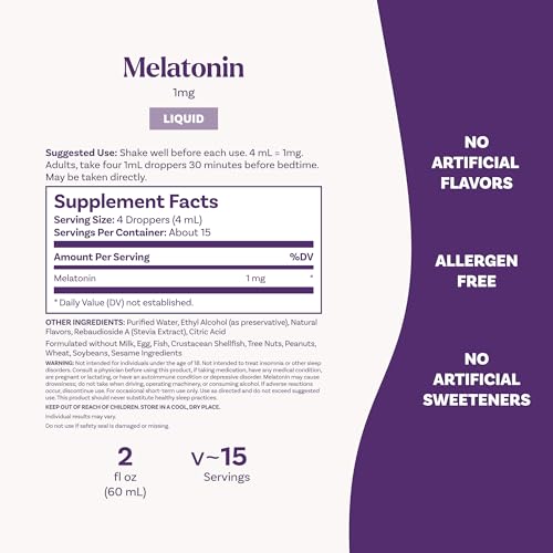 Natrol Liquid Melatonin for Adults, 1 mg, Berry-Flavored, 2 Fl Oz - image 6