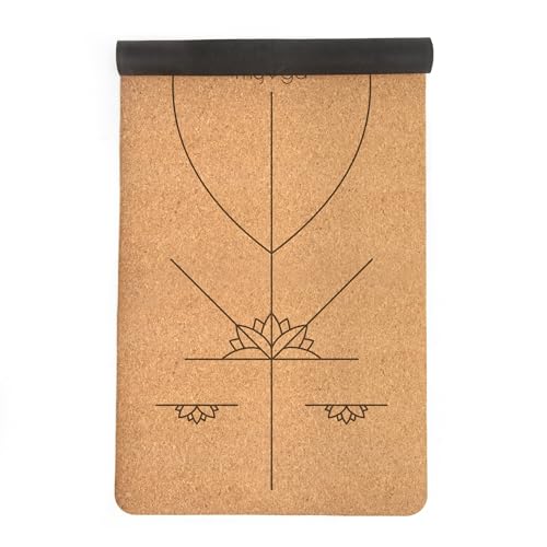 Myga XL Kork Yogamatte | 200 cm x 70 cm | Rutschfest Wäremeregulierend & Leicht zu Tragen 6 mm Dicke | Ideal für Yoga Pilates Meditation & Fitnessübungen | Ausrichtungsmatte | Naturkork