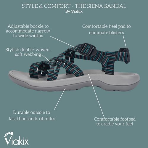 Image of Viakix Womens Walking Sandals: Cute Stylish Comfy Athletic Sport Outdoor Hiking Sandal for Trekking Water Wide Width Beach