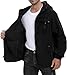 BenBoy Mens Fleece Jacket Sherpa Tactical Full Zipper Warm Hoodie Fashion Winter Short Coats Casual Outwear with Pockets,FS6599M-Black-M