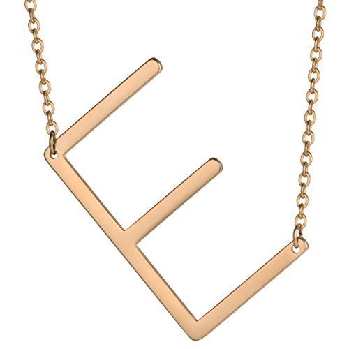 Big Initial E Necklaces Stainless Steel Jewelrys Name 18k Plated Color