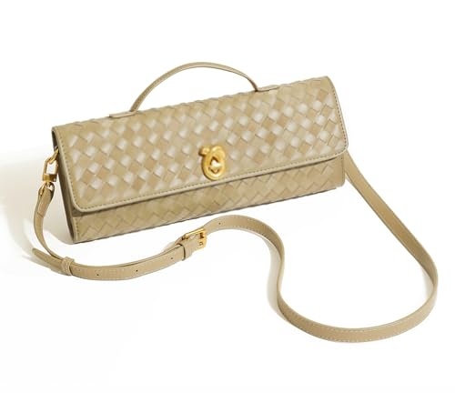 Image of Woven Clutch Purses for Women, Leather Evening Clutch, Handmade Woven Shoulder Bag Crossbody Bag