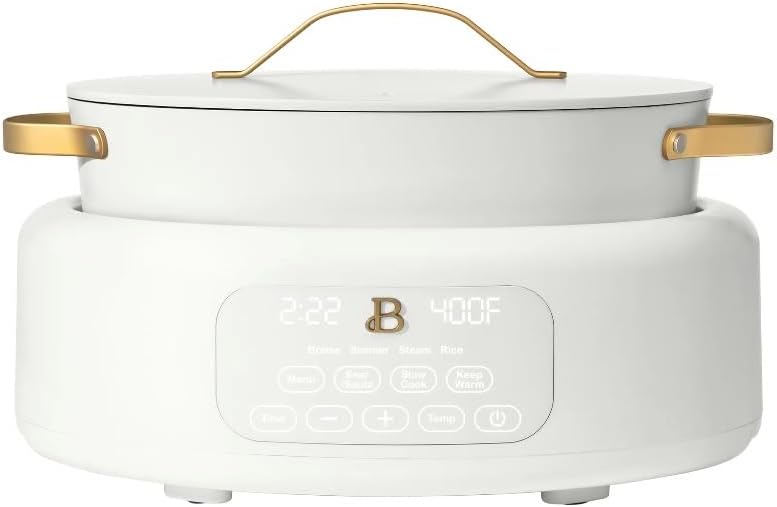 Beautiful by Drew Barrymore 6qt Electric Multi-Cooker, 10-in-1, 7 Preset Functions, White