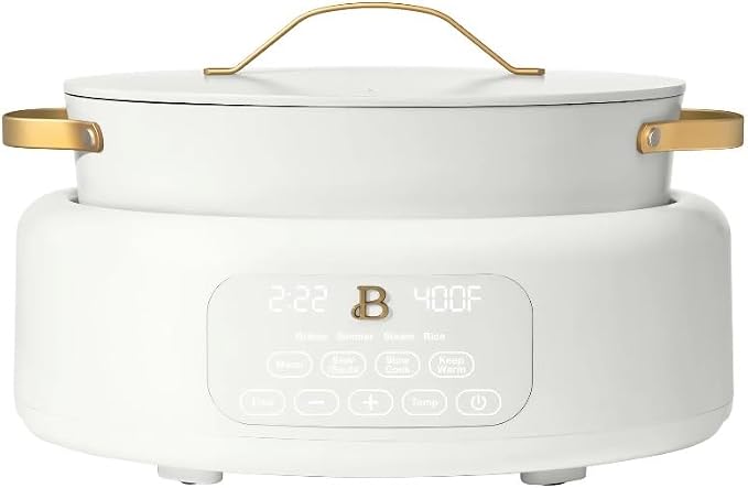 Beautiful by Drew Barrymore 6qt Electric Multi-Cooker, 10-in-1, 7 Preset Functions, White