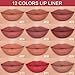 FeiCuiYun Modern Classic Lip Liner, 12 Colors Lip Liner Pigmented Vegan Matte, Lasting Finish Lip Liner, Luxurious Creamy Long Lasting Lip Liner, Prevents Feathering and Fading, (12)