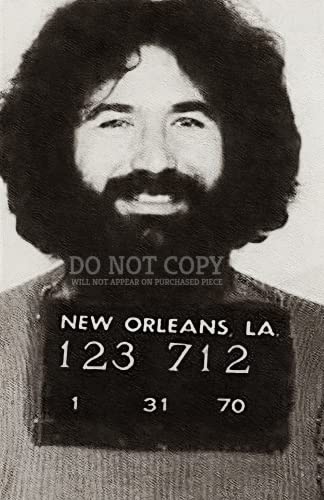 Affiche Jerry Garcia Mugshot pour déco rétro salon rock vintage Grateful Dead