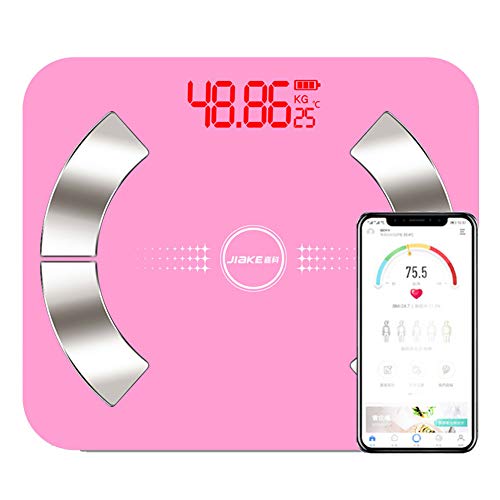 Preisvergleich Produktbild personenwaage digital, bluetooth waage, Intelligente App, 59 Daten, Sprachübertragung, Einstellungen für mehrere Benutzer, hochpräzise Waage für die Analyse der Körperzusammensetzung,Pink-Battery