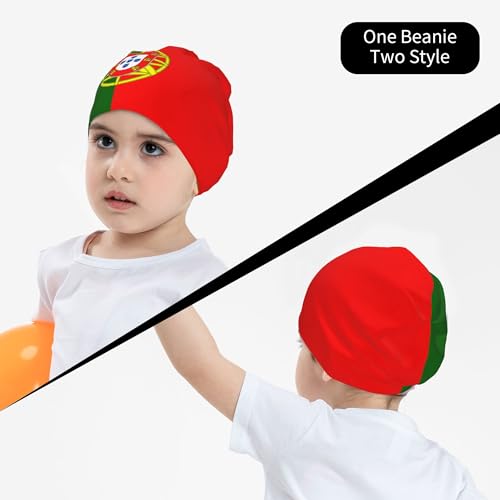 Portugal Flag Children Hip Hop Knitted Hat Kids Elastic Leisure Knit Cap Warm Sleep Beanies Black4