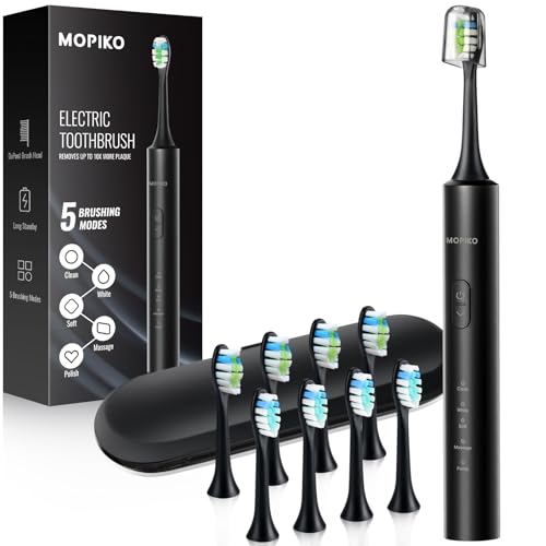 MOPIKO Sonic Electric Toothbrush 5 Modes Rechargeable Black