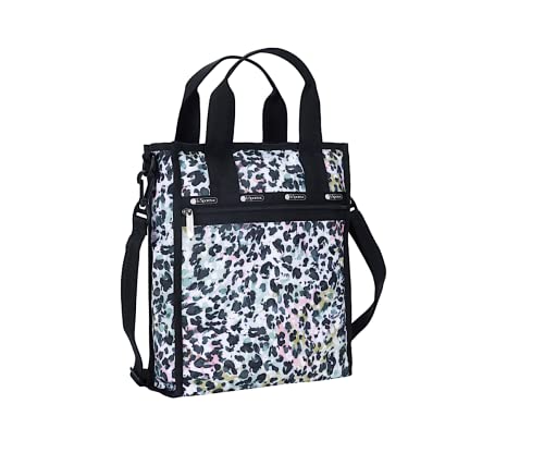Lesportsac Charming Cheetah Small North/South Tote Crossbody + Top Handle Handbag, Style 3538/Color E446, Watercolor Inspired Interpretive Cheetah Design, Abstract Colorful Iridescent Pearlized Sheen #TOP1