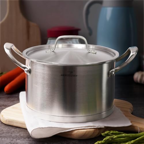 HOMI Chef Matte Polished Nickel Free Stainless Steel 3.2L Stock Pot with Lid (No Toxic Non Coating, 20 CM Straight Sided) - Small Healthy Cooking Pot for Induction - Image 2