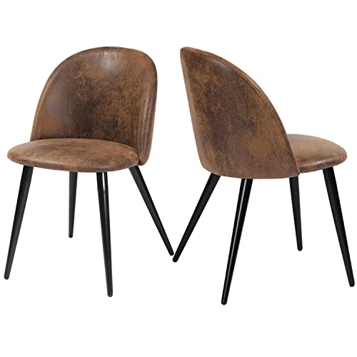 FurnitureR Conjunto de 2 Sillas de Comedor Vintage de Cuero...