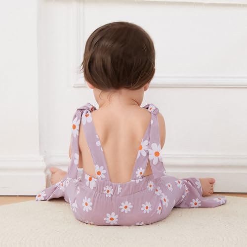 Baby Girl Flare Jumpsuit Toddler Floral Bell Bottom Romper Daisy Sleeveless Suspender Pants Infant Wide Leg Overalls4