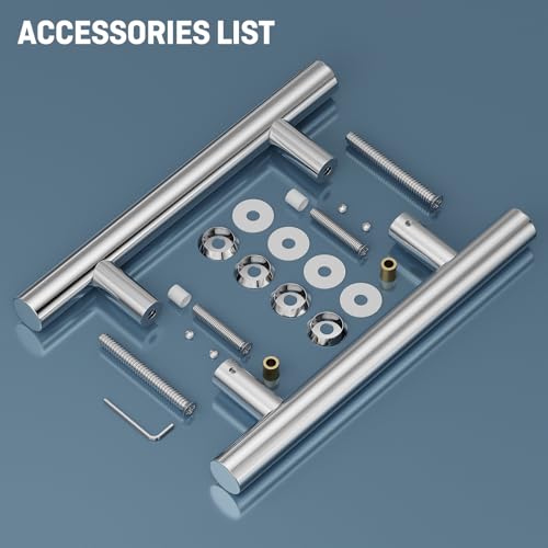 Ranbo 10" Overall Length Back-to-Back Door Pull Handle, 6" (152 mm) Hole Spacing, Polished Chrome Finish, 1.0 mm 304 Stainless Steel for Shower Glass, Barn,Wood and French Doors by Ranbo - Image 6
