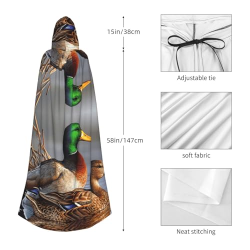 Cape médiévale motif colvert avec grande capuche protectrice - 4