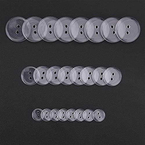 Trimming Shop Round Plastic Buttons 2 Holes Assorted Sizes For Sewing Crafts, Children's Handmade Decoration, Diy Projects, Clothing, Pillow Covers, 100G, Clear #TOP2