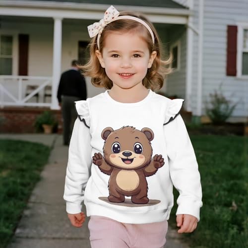 Girls Clothes Crewneck Sweatshirts Ruffle Toddler Long Sleeve Shirt Girl Kawaii Fall Tops Pullover Size 1-83