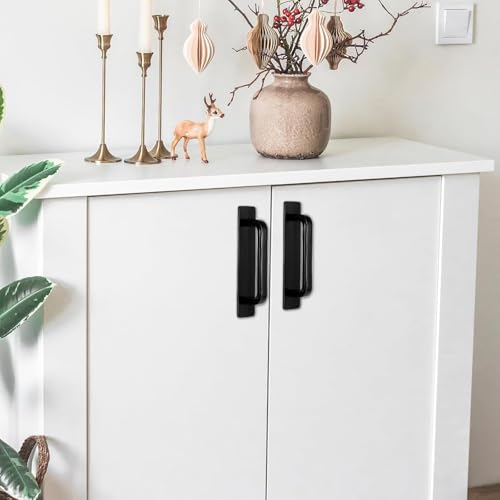 Image of Adhesive Cabinet Handles, Self-Stick Instant Cabinet Handles Alloy No Drilling Push Pull Handles Helper for Kitchen Cabinet Drawer Window Sliding Closet (Plastic Big, 4 Pcs)