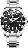 MASTOP Men Rotatable Bezel Luminous Watch Classic Fashion Silver Stainless Steel Waterproof Analog Quartz Watch
