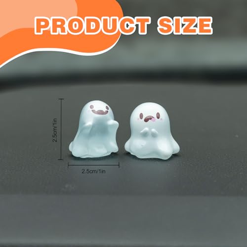 Rislobx Luminous Ghost Car Dashboard Decor, 6PCS Fun Ghost Car Dash Decorations, Rear View Mirror Ornament, Interior Accessories for Home Office - Thumbnail 3