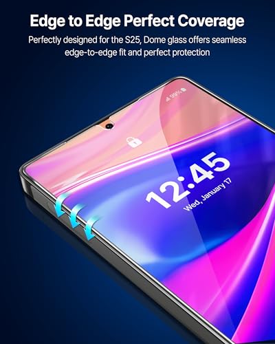 DOME GLASS Whitestone for Samsung Galaxy S25 Ultra [Perfect Full Coverage] Tempered Glass Screen Protector with a technical patent [2Pack]