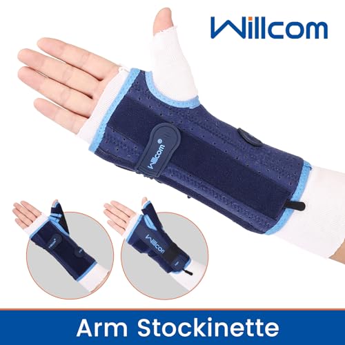 Willcom Hand Socks for Splint (Pack of 10) Wrist and Thumb Spica Wrap Liner,Arm Cast Cover Cotton Stockinette Sleeve for Under Brace for Women Men(Medium,3.23x12 inch)