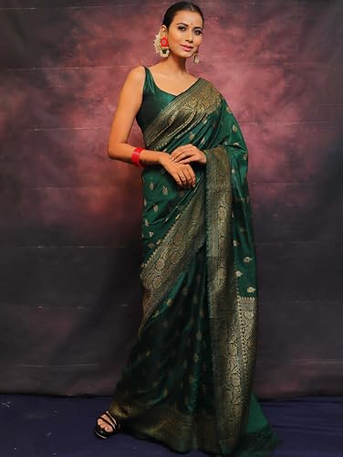 Image of Sugathari Women's Banarasi Saree Pure Kanjivaram Silk Saree Soft new ladies 2025 Design Wear Pattu Sarees Sadi Party Sari collections With Blouse Piece (San Pari-223)