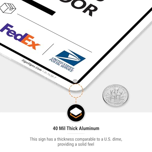 Image of Package Delivery Sign, Delivery Instructions Deliver All Package to Back Door Left Arrow Sign, 10x7 Inches, Rust Free .040 Aluminum, Fade Resistant, Made in USA