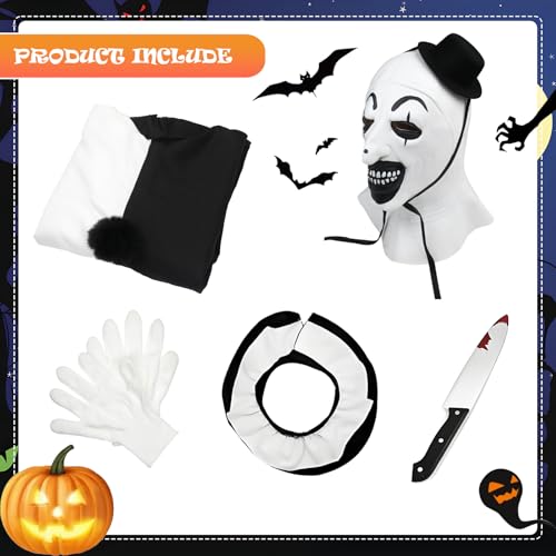 Disfraz completo de payaso Halloween con máscara y accesorios miniatura 5