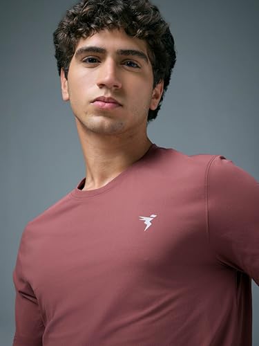 Image of TECHNOSPORT Men's Slim Fit Solid Crew Neck T-Shirt, Cotflex Quick Dry Wrinkle Resistant Polyester Sports Tee for Gym, Running, Training, Sports