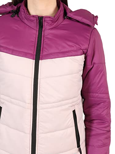 Image of CHKOKKO Polyester Women's Winter Standard Length Quilted Jacket Light Plum Baby Pink S, Small