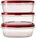 Rubbermaid 085275709247 7J71 Easy Find Lid Square 9-Cup Food Storage (Pack of 3 Containers), Red