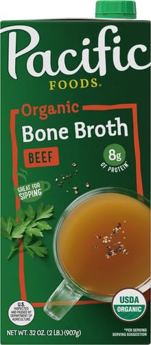 Image of Pacific Foods Organic Beef Bone Broth, 32 oz Carton (Pack of 2)